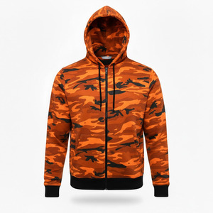 2026 Custom Camo Zip up Hoodie Unisex Fleece Winter Sweatshirt Heavyweight Camouflage Hoodie with Kangaroo Pocket Custom Logo - Product Image 2