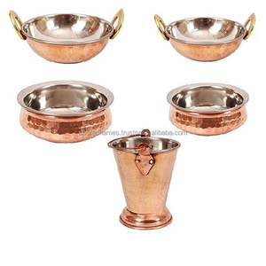 Ensemble de plats de service traditionnels indiens en cuivre et acier, Karahi Handi Balti, vaisselle de table pour la restauration - Product Image 1