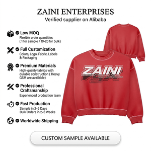 Sweat-shirt en molleton de coton lourd 420 GSM, polyester, col rond rouge, logo imprimé personnalisé, qualité OEM ODM - Product Image 1
