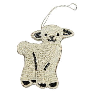 Adornos Festivos Colgantes de Gran Calidad, Hechos a Mano, Bordados, de Tela de Satén, con Forma de Cordero, Acolchados/Adornados con Cuentas, Tamaño 10 x 8 cm - Product Image 1