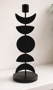 Modern <b>Gothic</b> Celestial Moon Phase <b>Candle</b> Stand – Matte Black Metal Taper <b>Candle</b> Holder with Star Topper for Witchy & Mystical - Product Image 3