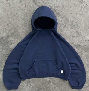 Nouveau Sweat à Capuche Homme Tendance en Molleton 100% Coton, Coupe Oversize Boxy, Épaules Tombantes, Grammage Lourd, Sans Cordon, Style Streetwear - Product Image 4