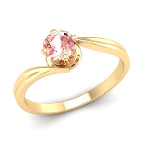 Anillo de compromiso REYES de lujo con gema de morganita de 0.5 quilates de corte redondo, nuevo diseño, oro macizo de 14K y diamantes para mujer - Product Image 2