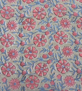 Floral Cotton <b>Fabric</b> Coral <b>Pink</b> Flowers Blue Leaves Sewing Material Soft Lightweight for Kids Women Dresses Sewing Gift For Her - Product Image 4