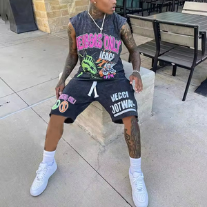 Custom <b>Heat</b> Transfer Printed Sleeveless T-Shirt and Shorts Set with Custom Logo Polyester/Cotton Quick Dry Summer Casual Wear - Product Image 2