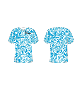 Camiseta Deportiva Ligera de Manga Corta Sublimada Personalizada con Patrón Abstracto de Ondas de Mármol en Crema y Negro al por Mayor - Product Image 5