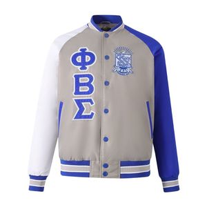 Chaqueta Bomber Gris Phi Beta Sigma para Hombre, Ajuste Cómodo, Tela Premium, Ropa de Fraternidad Griega, Prenda Exterior Informal - Product Image 1