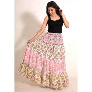 Cotton Printed <b>Patchwork</b> Boho <b>Skirt</b> Handmade Indian Maxi <b>Skirt</b> Comfortable Festival & Beach Wear - Product Image 5