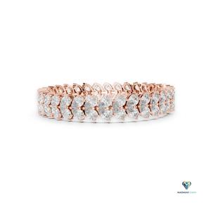 Pulsera de Diamantes Cultivados en Laboratorio con Corte Pera de 17.58 CT en Oro Sólido de 14K, Diseño de Hojas Simétricas, Joyería Fina para Mujer - Product Image 2