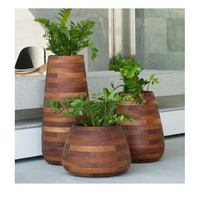 Vase de table décoratif en bois naturel de haute qualité pour plantes d'intérieur et décoration de balcon de jardin extérieur avec pot rustique durable - Product Image 1