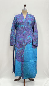 Robe Kimono en Soie pour Femme, Style Indien Vintage Recyclé, Robe de Maternité, Saree de Mariée, Col en V, Fermeture à Cordon sur le Devant, Longueur Intégrale - Product Image 2