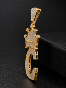 Custom Letter C Hip Hop <b>Crown</b> Pendant 925 Sterling <b>Silver</b> Moissanite Iced Men's Statement Streetwear Jewelry Luxury Gift - Product Image 2