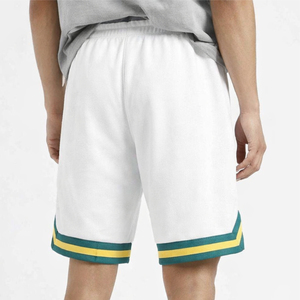 Shorts en coton blanc pour homme avec cordon de serrage et bordure verte et jaune, coupe classique, vêtements de sport d'été - Product Image 2