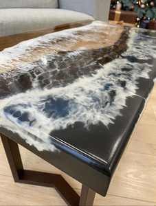 Designer Ocean Wave <b>Epoxy</b> <b>Resin</b> Coffee <b>Table</b> Solid Wood Live Edge Handmade Center <b>Table</b> Modern Luxury Home Furniture - Product Image 3