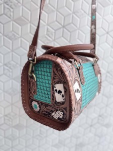 Nouveauté : Sac à main Speedy en cuir sculpté à la main, motif damier bohème gypsy, élégant sac à bandoulière pour femme - Product Image 2