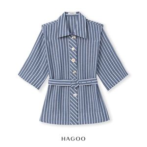 Camisa de Lino Premium para Mujer A8133, con Botones, Diseño Clásico a Rayas, Estilo Casual y Moderno - Product Image 4