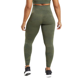 High-Demanding Elastic Waist Yoga <b>Leggings</b> Spandex/Nylon Solid Pattern Breathable Lightweight Quick Dry Plus Size OEM Activewear - Product Image 4