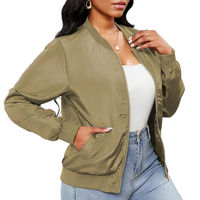 Vestes bomber pour femmes de qualité supérieure à prix abordable, à manches longues, fermeture éclair, couleur unie, service OEM.