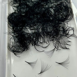 10D <b>Premade</b> Volume <b>Fans</b> Short Stem Cashmere Matte Black Synthetic Hair Eyelash Extensions Private Label - Product Image 6