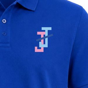 Royal Blue Short Sleeve Polo Tee with Small JJ Embroidered Logo on Front Chest Only Blank Back Classic Collar Button Placket - Product Image 5