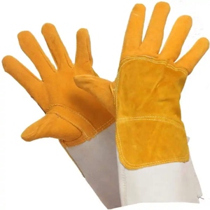<b>Long</b> Lasting Reinforced Cowhide Split Leather Welding <b>Gloves</b> Flame Retardant Heavy Duty Construction for BBQ Safety for Welders - Product Image 1