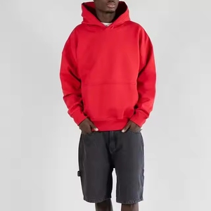 Sudadera con capucha negra extragrande de alta calidad para hombre, logotipo personalizado, 100% algodón polar, sudadera gruesa de 400 GSM - Product Image 4