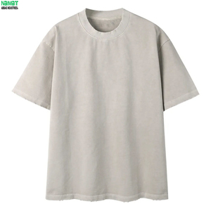 เสื้อยืดโอเวอร์ไซส์สำหรับผู้ชายทรงหลวมผ้าหนาเสื้อยืดธรรมดาดีเทลไหล่สไตล์มินิมอลเสื้อผ้าฤดูร้อน - Product Image 1