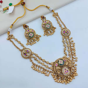 JeweleMarket 10575733PGR Designer Gold Plated Vintage Flower Design Bridal <b>Jewelry</b> <b>Set</b> with Crystal & Rhinestone Imitation <b>Pearl</b> - Product Image 1