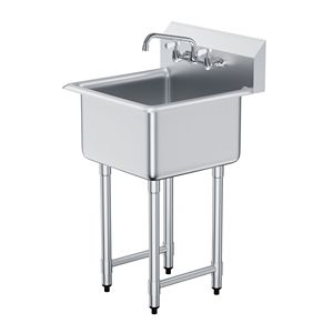 "Commercial <b>Kitchen</b> Stainless Steel Prep Utility Sink 1 Compartment 21"x41" Free Standing with Faucet <b>Legs</b>" - Product Image 1