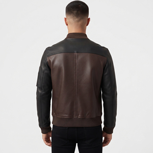 Chaqueta Bomber de Cuero PU para Hombre con Cremallera, Venta al por Mayor, Chaqueta Bomber de Cuero para Hombre con Bolsillos con Cremallera - Product Image 2