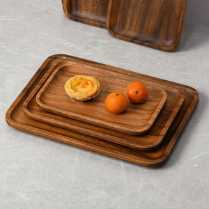 Plateau en bois massif de qualité supérieure |   Assiette de service en bois réutilisable pour les collations, les fruits, les desserts et les repas |   Vaisselle de cuisine et de salle à manger - Product Image 5