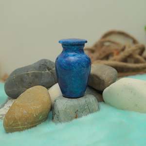 Marble Finish Mini Urns for Human <b>Ashes</b> European/American Style 200 Cubic Inch Capacity Handcrafted Color Burst Finish - Product Image 2