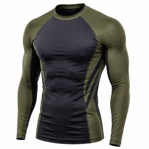 Maillot de protection anti-UV à manches longues et col rond pour homme, imprimé personnalisé, en spandex écologique, séchage rapide, respirant, sans coutures, 180g, sportif - Product Image 2