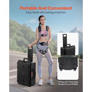Estuche Rígido Resistente a la Intemperie con Espuma Precortada, Caja Impermeable con Asas Retráctiles para Viajes - Product Image 6