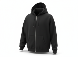 Sudadera con capucha negra premium con cremallera completa para hombre y mujer |   Logotipo Personalizado Disponible |   Pedidos al por Mayor - Product Image 1