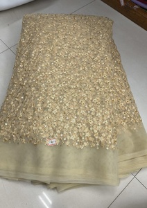 Tissu en filet brodé de sequins de qualité supérieure |   Matériaux de couture et de broderie de créateur en gros pour robes, lehengas et dupattas - Product Image 2