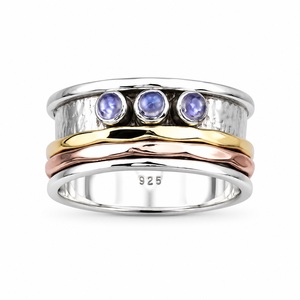 Wholesale 925 Sterling Silver Natural Moonstone <b>Spinner</b> <b>Ring</b> Handmade Meditation Thumb <b>Ring</b> for Women - Product Image 1