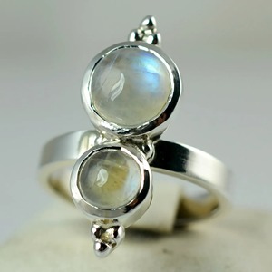 Rainbow Moonstone <b>Ring</b> 925 Sterling <b>Silver</b> Handmade <b>Statement</b> Promise <b>Ring</b> for Women Boho Round June Birthstone Jewelry - Product Image 5