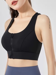 <b>Zipper</b> Closure Workout Bra | Breathable Full Coverage Yoga <b>Top</b> | Women Supportive Athletic Fitness Exercise Gear - Product Image 5