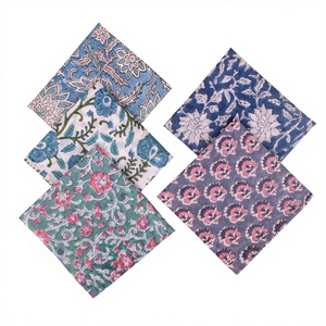 Set of 5 -Handmade Block Print Cotton Bandana Organic Lightweight Neck Or Hair <b>Wrap</b>, , Paisley Scarf, Boho Sustainable Accessory - Product Image 1