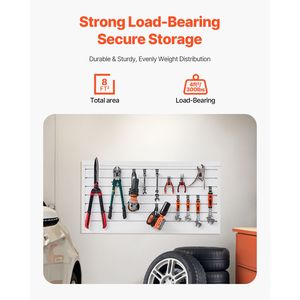 Panneau mural à lattes en PVC blanc 2 x 4 pieds, facile à installer, design modulaire, rangement mural à lattes réglable - Product Image 2