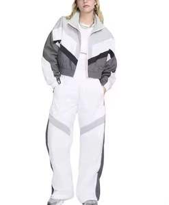 Custom Color Block Breathable Winter Hooded Women Two Piece Tracksuit Set 100% Nylon Drawstring Windbreaker Jacket and <b>Pants</b> - Product Image 1