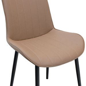 Set di 2 Sedie da Pranzo in Pelle PU Kaki con Motivo a Onde, Senza Braccioli, con Gambe in Metallo per Cucina, Ristorante, Soggiorno - Product Image 5