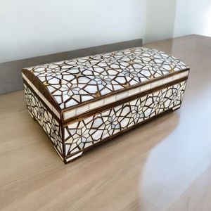 Designer Mother of Pearl <b>Box</b> Premium Artisan Jewelry Storage Case Decorative <b>Trinket</b> Holder Elegant Bedroom Keepsake Luxury Gift - Product Image 5
