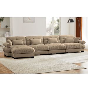 Divano Angolare Moderno in Velluto a Forma di L, Convertibile, Profondo, 4 Posti, Modulare, Comodo, Imbottito per Soggiorno - Product Image 2