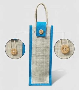 Sac à bouteille en jute naturel de style classique, 750 ml, pour une bouteille, lavable, usage quotidien, pour les voyages - Product Image 1