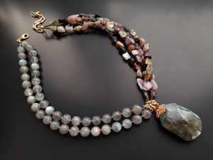 Raw Tourmaline Crystal <b>Necklace</b> Labradorite Pendant Chunky Gemstone <b>Statement</b> <b>Necklace</b> Handmade Gift Women - Product Image 5