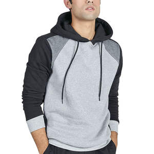 Sudadera con Capucha Raglán Gris y Negra para Hombre, Sudadera Informal de Forro Polar, Ropa de Calle de Invierno - Product Image 1