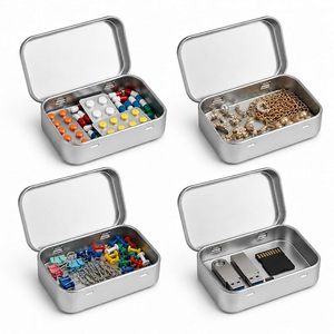 Rectangular Tinplate Storage <b>Box</b> Hinged Lid-Mini Portable Container for Crafts Travel DIY Organizer (Business <b>Gift</b>/Souvenir) - Product Image 4