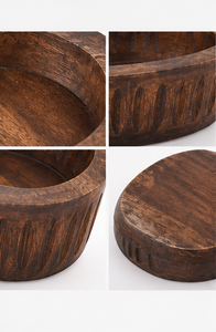 Cuenco Decorativo de Madera de Mango, Cuenco Largo de Madera, Centro de Mesa Rústico, Decoración para el Hogar, Cuenco para Servir Frutas, Cuenco de Madera Hecho a Mano - Product Image 5